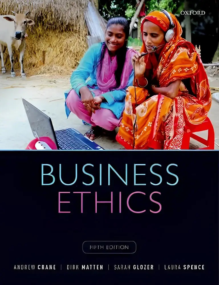 De cover van de oxford business ethics vijfde editie toont twee vrouwen in traditionele kleding met laptop over corporate citizenship