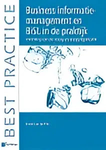 Boekomslag van business information management in b2b met abstract netwerkdesign en best practice subtitle in blauw