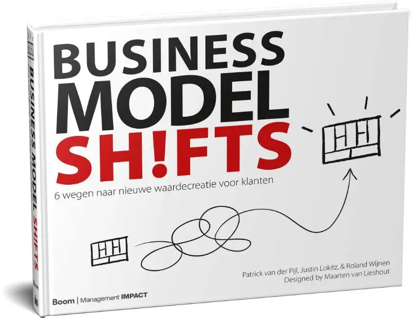 Wit hardcover boek business model shifts met minimalistische zakelijke modelillustratie op de omslag