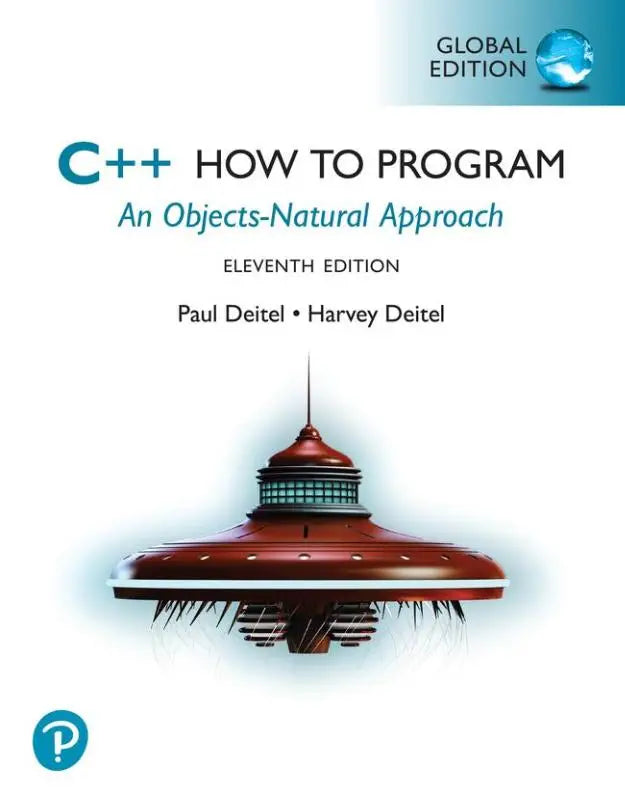 Eleventh edition c++ how to program global edition textbook with red and teal alien spaceship illustration on cover