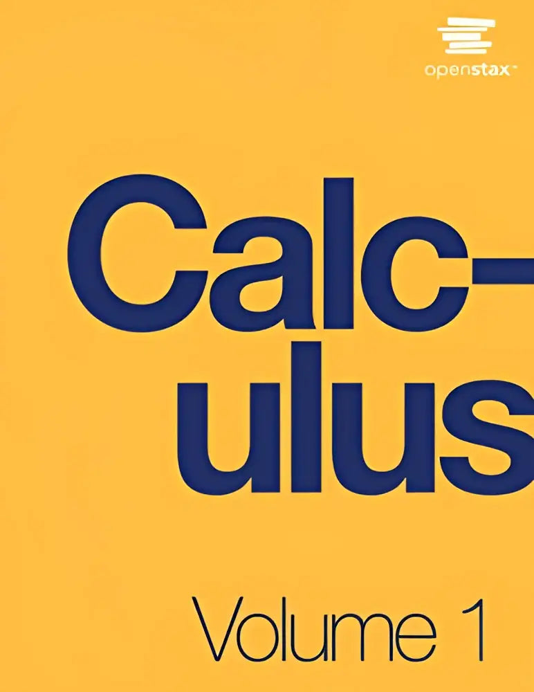 Gele calculus volume 1 leerboekomslag met gedurfde marineblauwe tekst en openstax logo rechtsboven