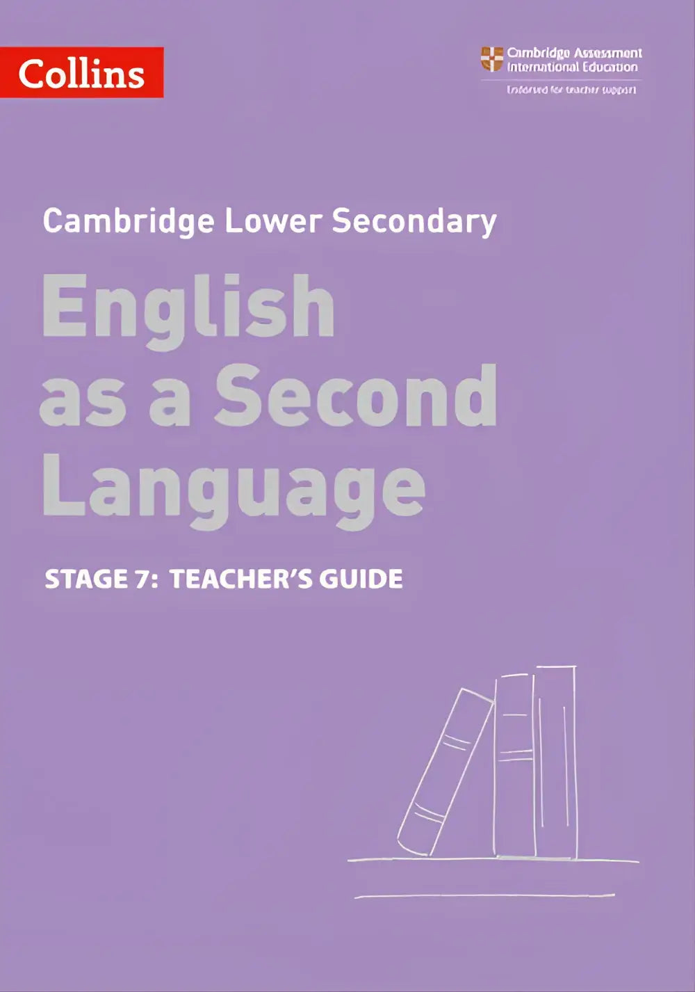 Paars omslag van cambridge lower secondary english as a second language teachers guide stage 7 voor educatief gebruik