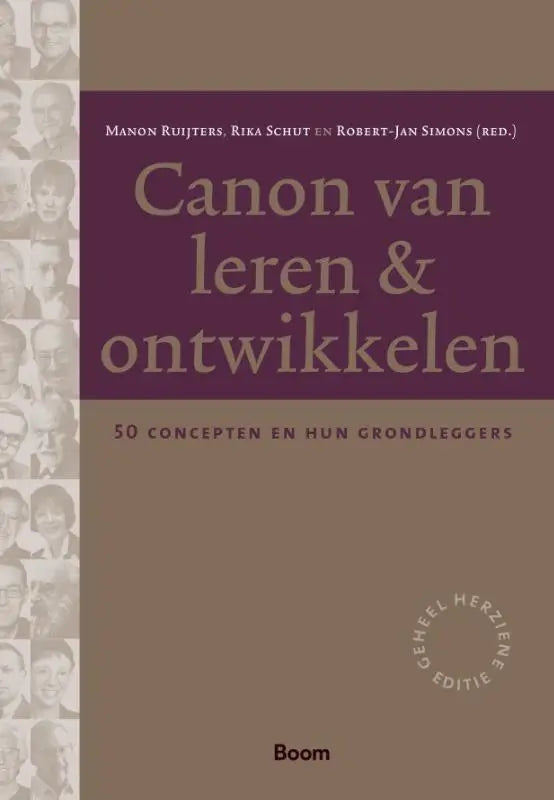De boekcover van canon van leren & ontwikkelen in bruin en paars is bewerkt door manon ruijters rika schut en robert-jan simons