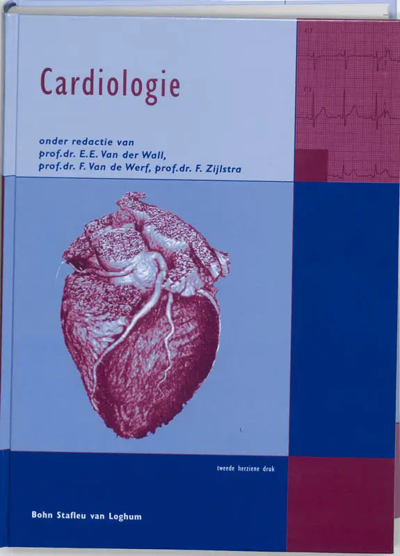 Gedetailleerde anatomische illustratie van een roodroze menselijke hart op de cover van het medische boek cardiologie bsl media specialistische geneeskunde algemene onderwerpen