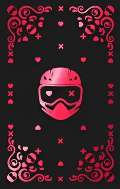 Roze motorhelm graphic op zwarte bandana met bloem- en hartpatronen voor sizzling dark romance fans