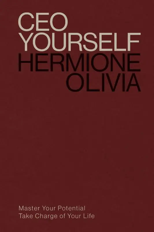 Maroon boekomslag met gedurfde witte en zwarte tekst ceo yourself door hermione olivia, uitgegeven door ebury publishing