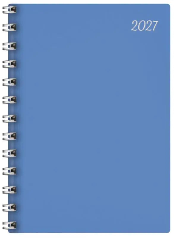 Blauwe chef-timer spirale 2027 terminplaner mit tageskalendarium met matte cover en zilverkleurige ringen