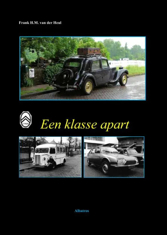 Zwarte vintage citroën sedan met gele wielen en reservewiel achteraan in een klasse apart collectie