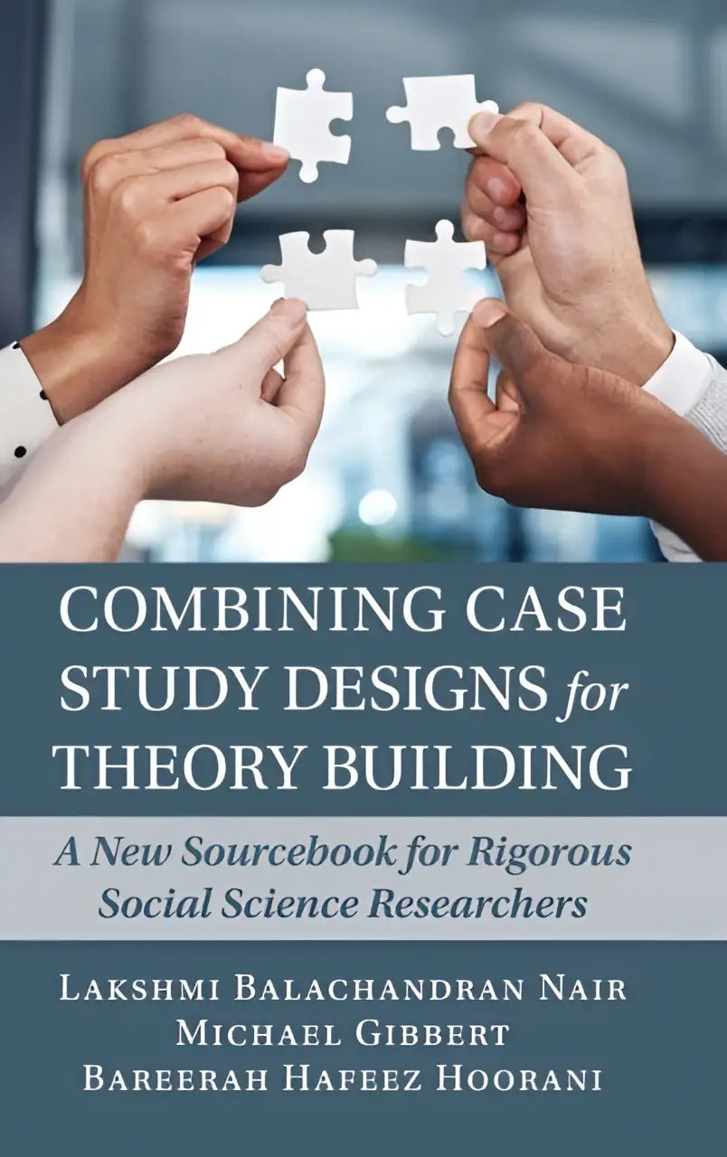 De boekomslag toont case study research boek combining case study designs voor theory building in wit op donkerblauw