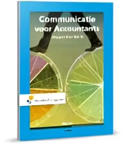 De boekcover van communicatie voor accountants door elina bos toont een modern ontwerp met groene en gele geometrische vormen