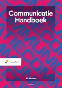 De cover van het communicatie handboek van wil michels toont een abstract geometrisch patroon in paarse en roze tinten