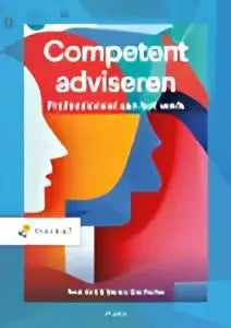 De boekcover van competent adviseren van marco gerritsma en roel grit toont moderne typografie in wit op oranje tot rood verloop