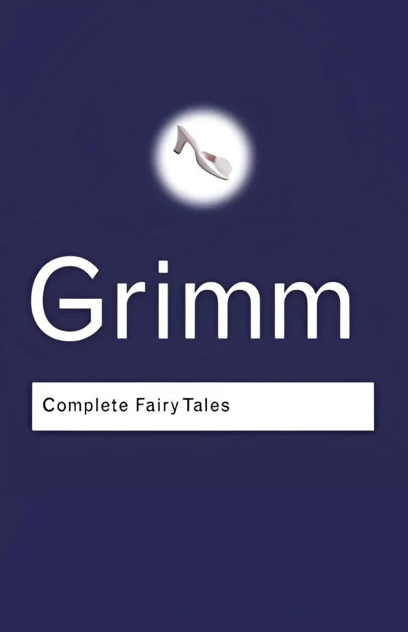 Cover van gravure complete fairy tales met een witte hoge hak op een diepblauwe achtergrond