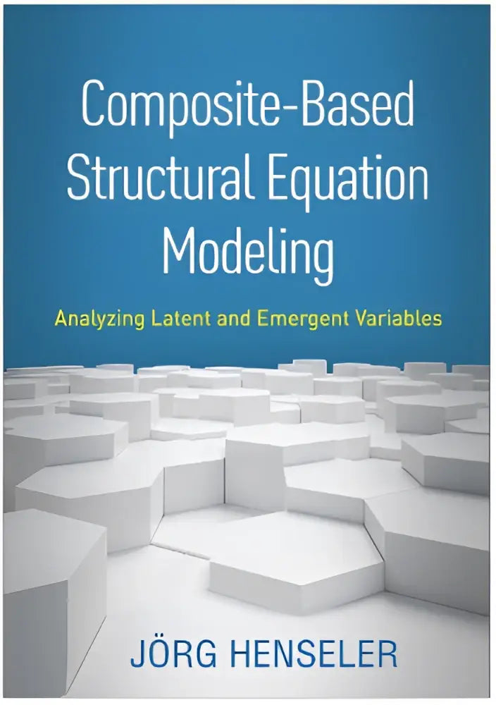 De blauw omslag van het boek composite-based structural equation modeling toont titel, ondertitel en auteur voor equation modeling studies