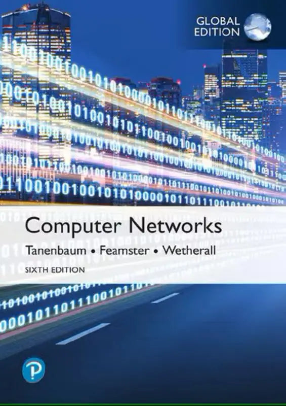 De zesde editie van het wereldwijde leerboek computer networks door tanenbaum, feamster en wetherall met blauwrode omslag