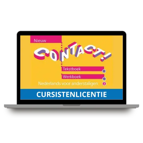 Laptop met Contact nieuw 2 cursistenlicentie editie 2025 en werkboek voor taal leren