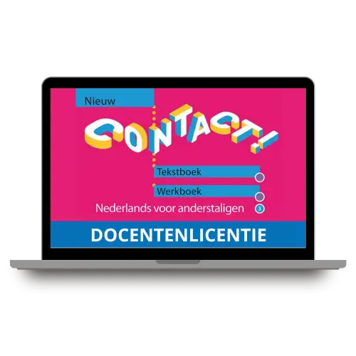 Laptop met Contact nieuw 3 docentenlicentie editie 2025 voor cursisten en werkboek
