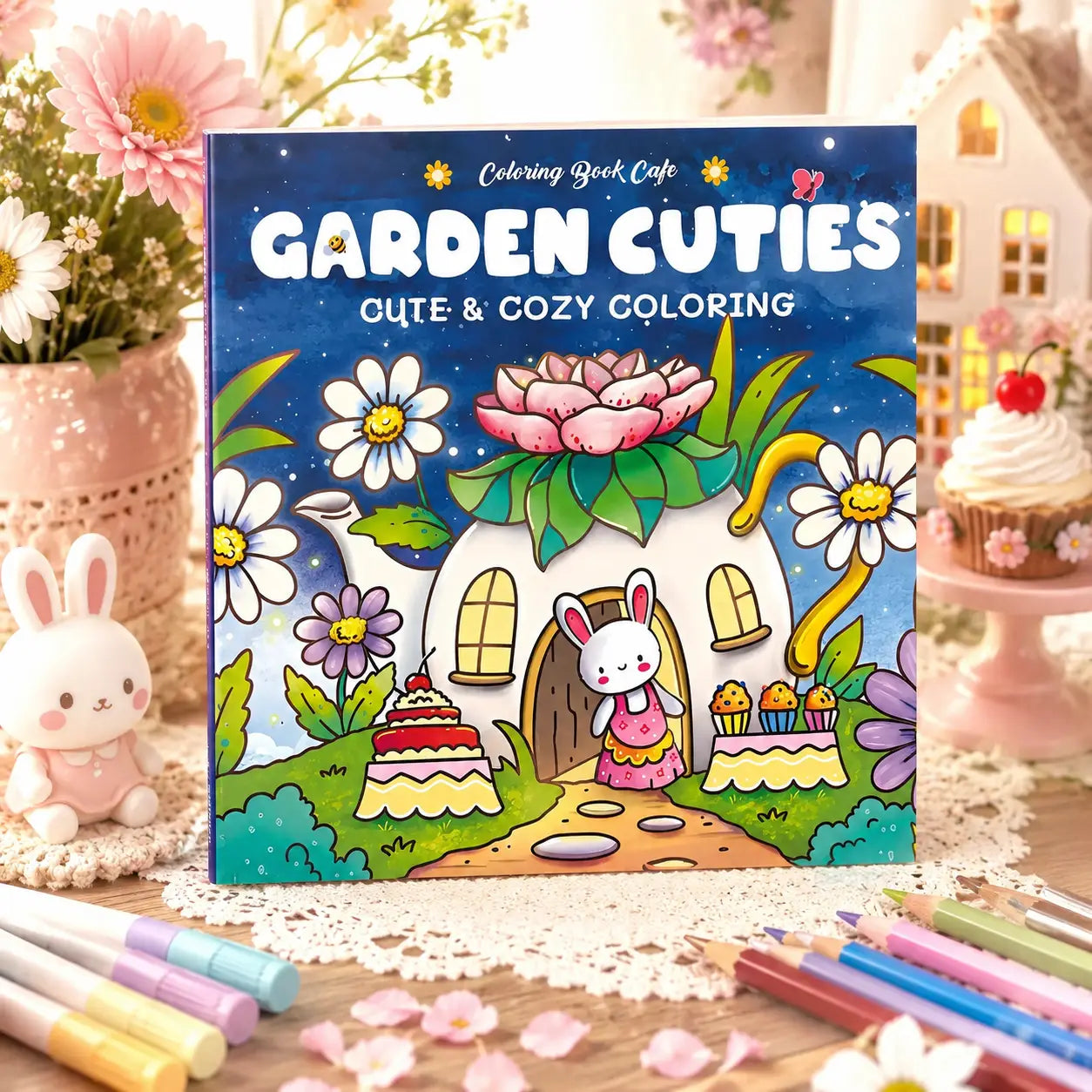 Cozy cuties kleurrijk garden cuties kleurboek met kawaii dieren en een ontspannend kleuren ontwerp in cozy colouring stijl