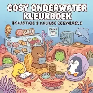 Cozy onderwater kleurboek met kleurrijke illustratie van een fantasierijke onderwaterwereld voor water coloring