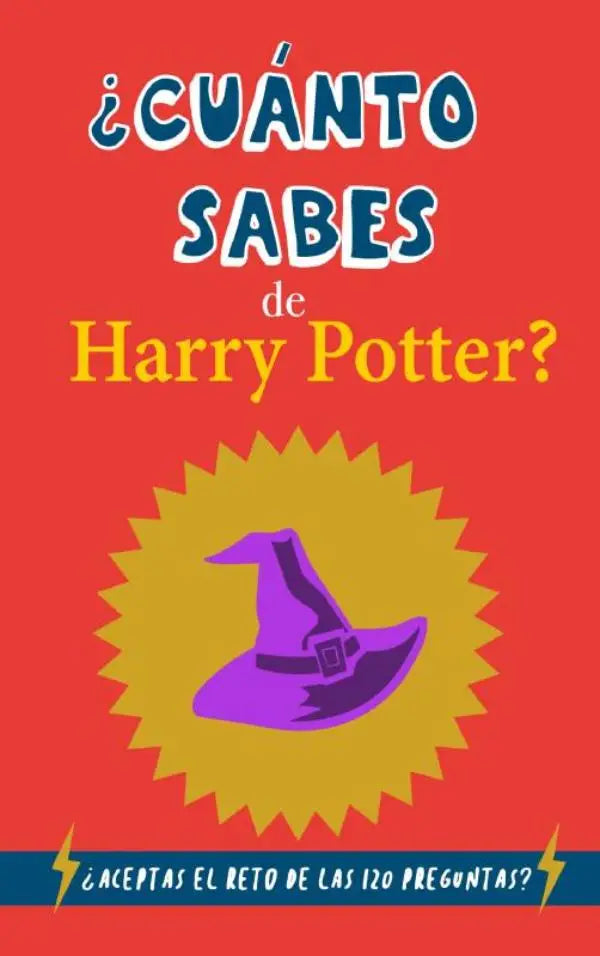 Paars heksenhoed met zwarte gesp centraal op gele zonnestraal tegen rode achtergrond voor harry potter ¿aceptas el reto quiz sobre harry