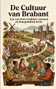 Gedetailleerde kleurrijke illustratie van figuren in middeleeuwse kleding uit de cultuur van brabant over bourgondisch leven