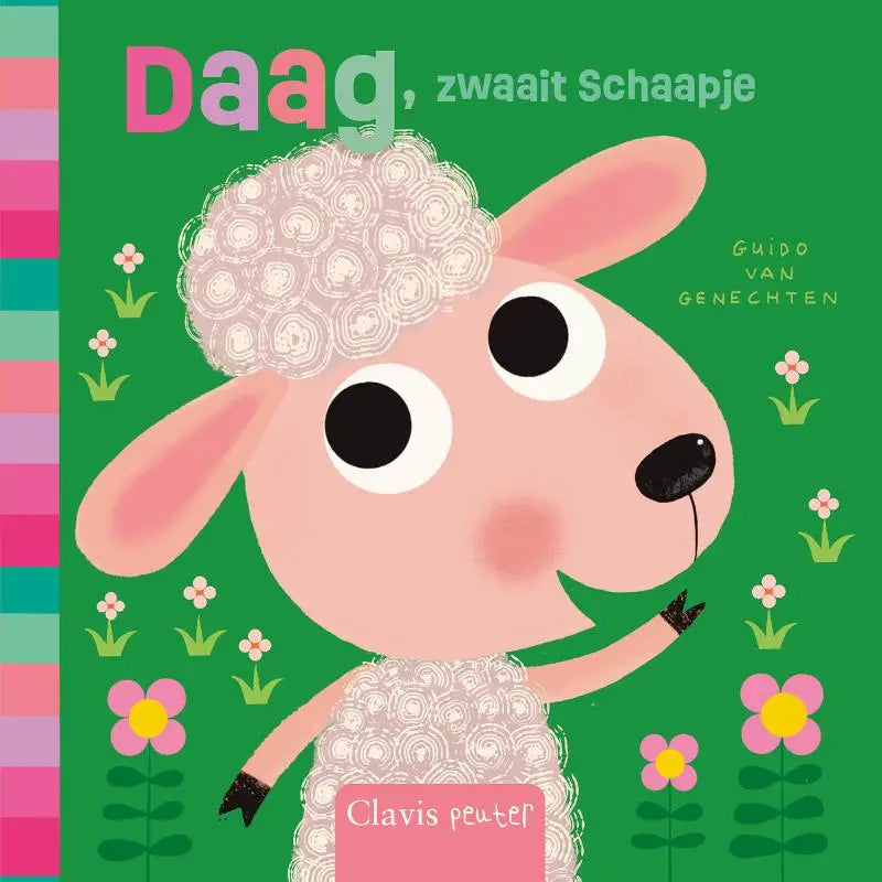 Een charmant roze zwaait schaapje met witte wollen vacht en grote ogen voor jonge lezers