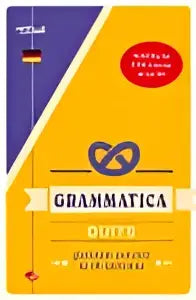 Verpakking van dale grammatica duits met heldere gele en paarse kleuren en zwarte tekst voor grammatica duits