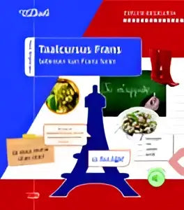 Blauwe en witte paris-thema tas met eiffeltoren ontwerp passend bij van dale taalcursus frans en taalcursus frans