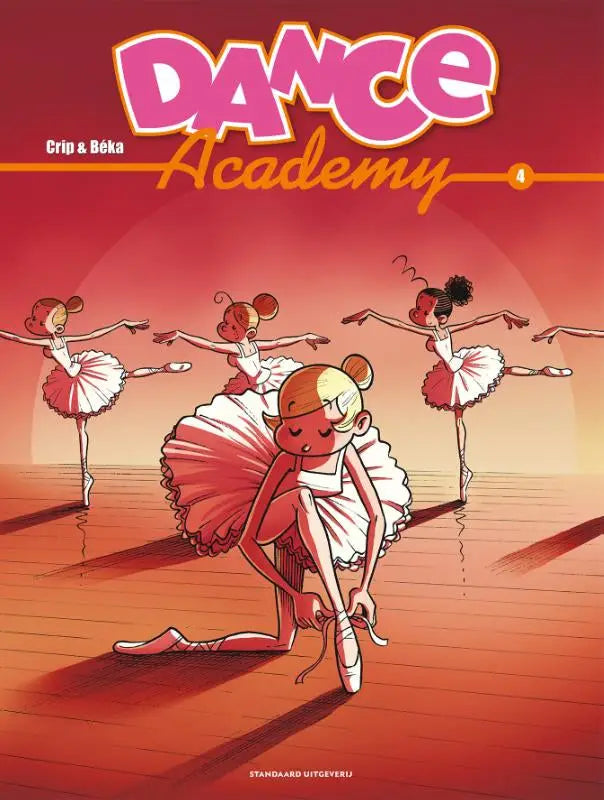 Illustratie van roze en witte balletdansers op rode achtergrond voor dance academy strips algemeen product van crip en béka
