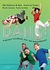 Omslag Dans! met vijf kinderen in dynamische poses op groen-teal achtergrond