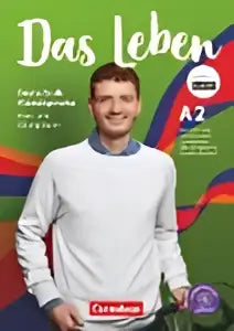 Man draagt wit langarig shirt met das leben tekst en donkerpaarse sneakers in christina kuhn hermann funk collectie