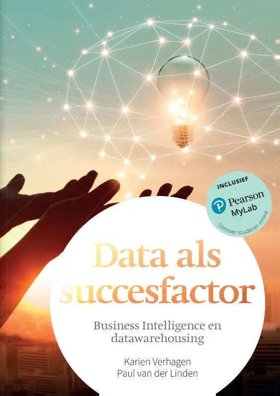 De boekcover van data als succesfactor met mylab nl toegangscode toont de titel in oranje en auteurs zoals karien verhaegen voor hoger onderwijs