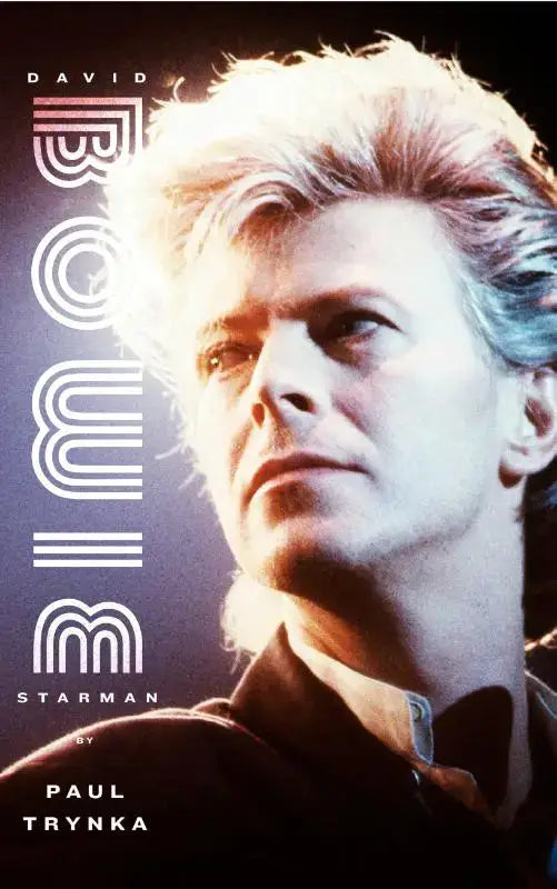 Cover van david bowie starman boek met gestileerde witte geometrische titel op donkere sfeervolle achtergrond