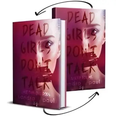 Twee identieke exemplaren van het young adult thriller boek dead girls dont talk van amanda paul met rode omslag en vrouwengezicht