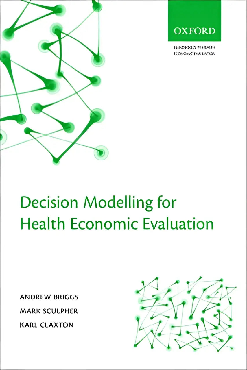 Groene netwerkpatroon boekomslag voor decision modelling for health economic evaluation van oxford university press over economische evaluatie en gezondheidszorg
