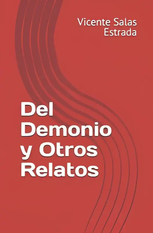 Rood boekomslag met witte tekst en dunne kromme lijnen voor del demonio y otros relatos product