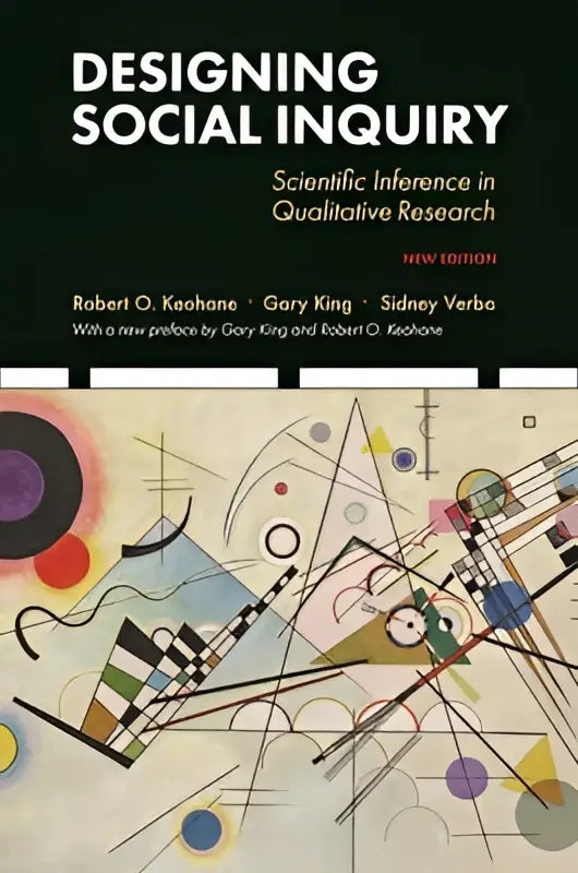 The book cover of designing social inquiry features bold white title on dark green with colorful abstract design