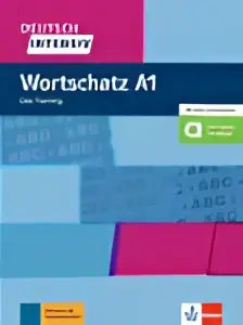 Deutsch intensiv wortschatz a1 digitale interface in blau, roze, groen en wit voor duitse les