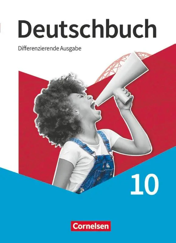 Deutschbuch 10 sprach- und lesebuch met zwart-wit illustratie van jongere met megafoon op rood-blauwe achtergrond