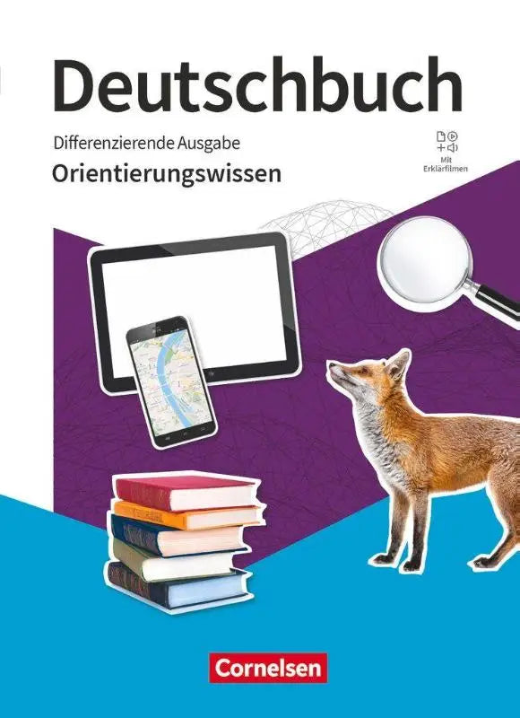Deutschbuch 5-10 schuljahr differenzierende ausgabe schulbuch mit lila en blauwe omslag met vos illustratie