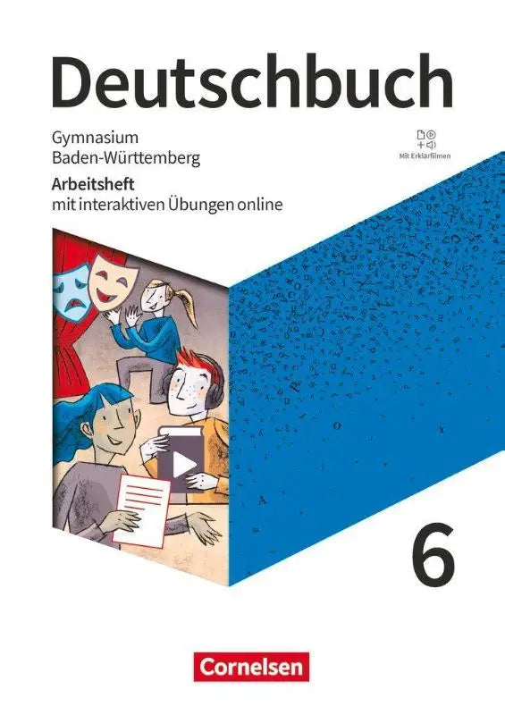 Blauwe textuurde cover van het cornelsen deutschbuch gymnasium 6 arbeitsheft mit interaktiven oefeningen en met oplossingen en uitlegfilms