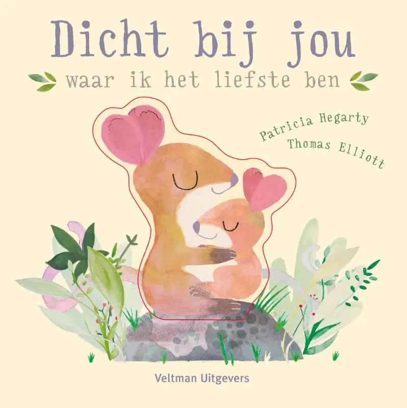 Een tender aquarelillustratie van twee zachte perzikroze hamsters die elkaar omhelzen voor jonge lezers