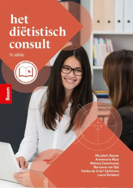 De 7e editie van het diëtistisch consult door annemarie waal en laura verbeyst met een glimlachende vrouw in bril