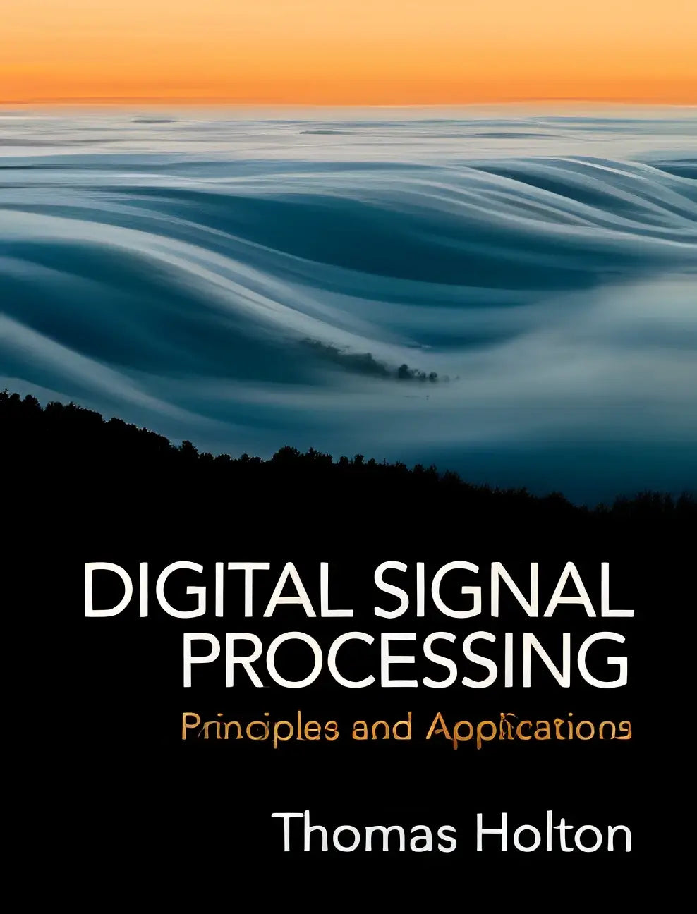 The book digital signal processing principles and applications by thomas holton features waves under an orange sunset