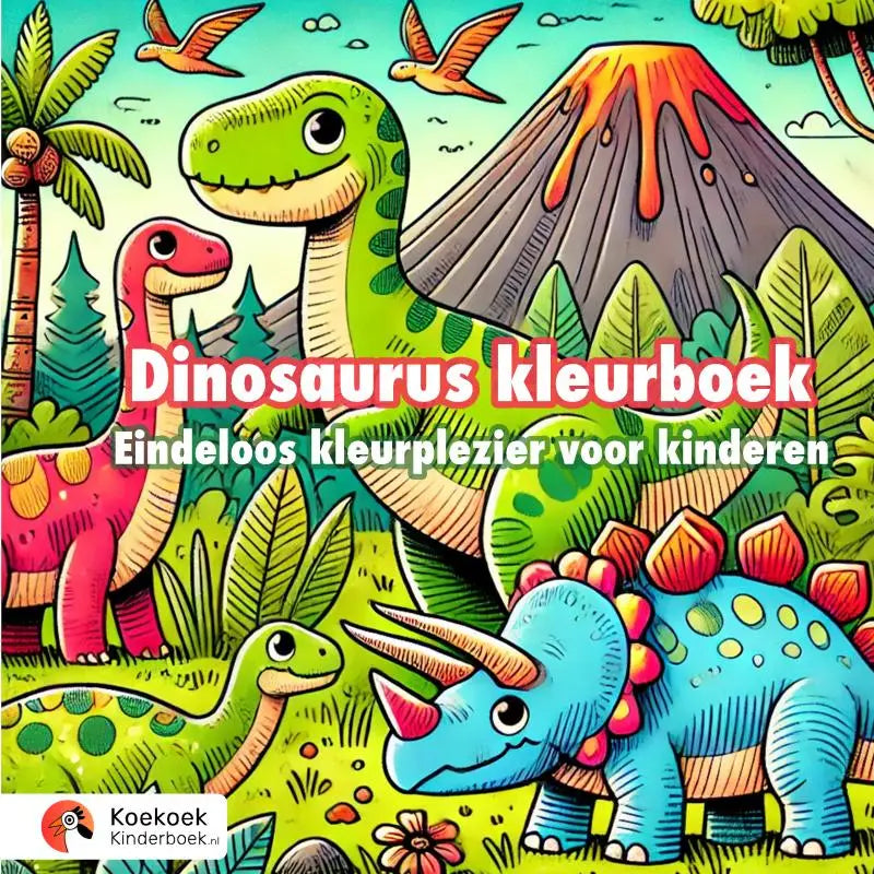 Kleurboek dinosaurus met kleurrijke illustraties van cartoon dinosaurussen voor jonge lezers en eindeloos kleurplezier