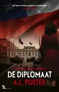 De cover van het boek de diplomaat door j.c. met een donkerblauwe achtergrond en witte typografie