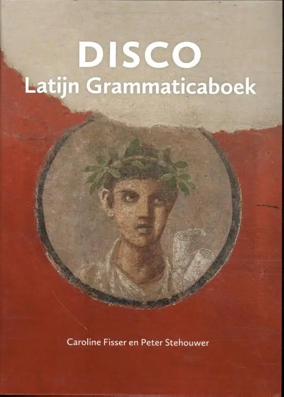 Rood latijn grammaticaboek disco latijn grammaticaboek met circulair portret en lauwerkrans door fisser en stehouwer