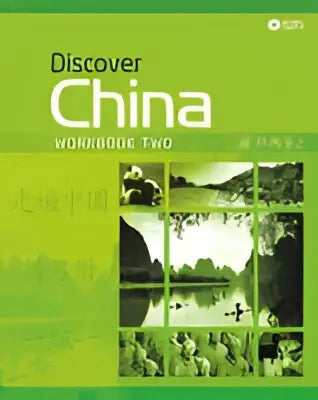 Groen discover china workbook two tekstboek met collage van landschappen op de omslag voor niveau 2 workbook en cd set