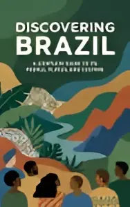 De complete guide discovering brazil toont een levendige abstracte omslag met oranje en teal geometrische patronen
