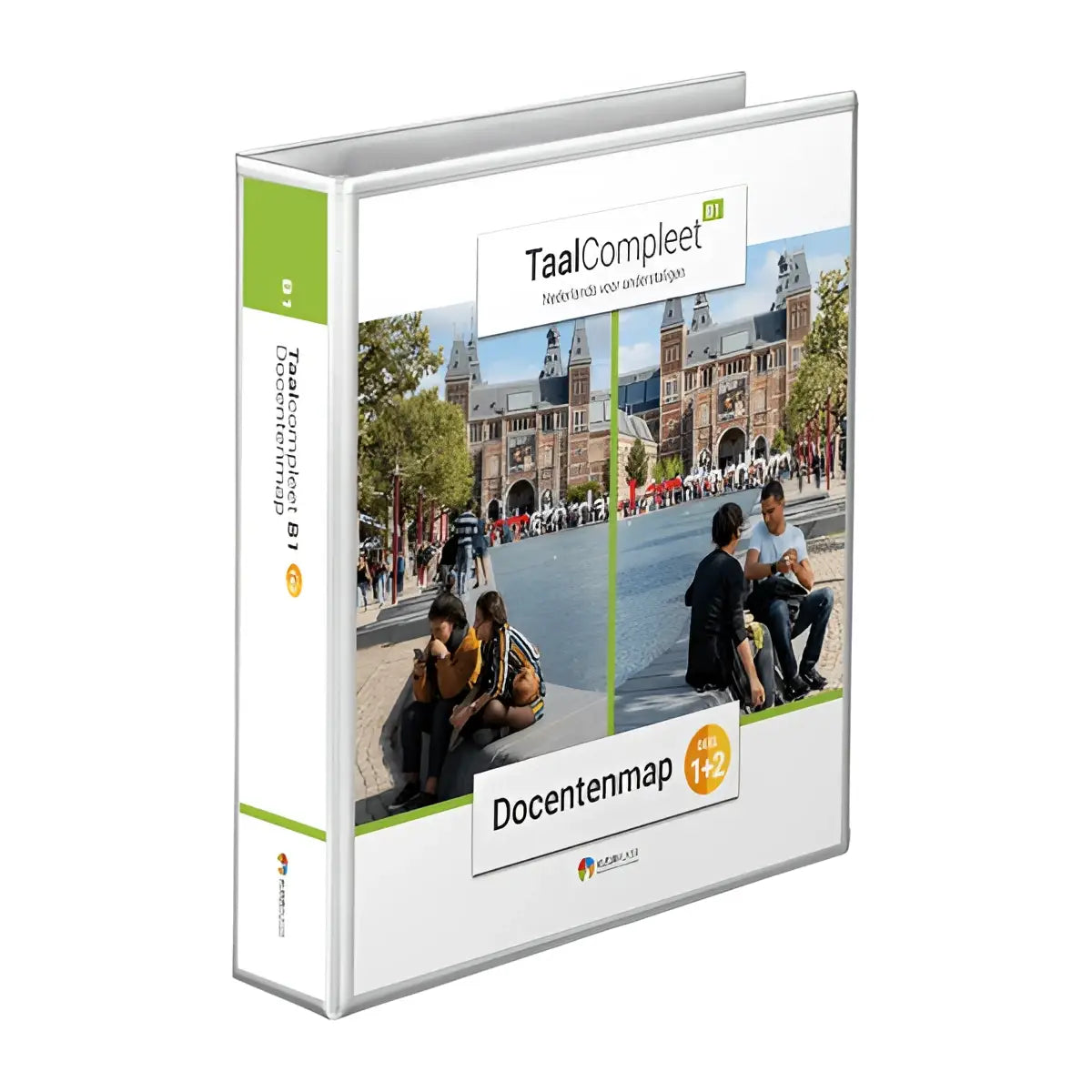 Docentenmap taalcompleet b1 wit en groen met foto van mensen op trappen voor historisch gebouw